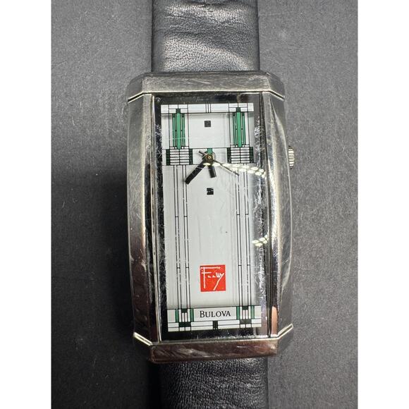 Bulova Women\'s 96L63 Frank Lloyd Wright Willits Black Leather Strap Watch main image 4